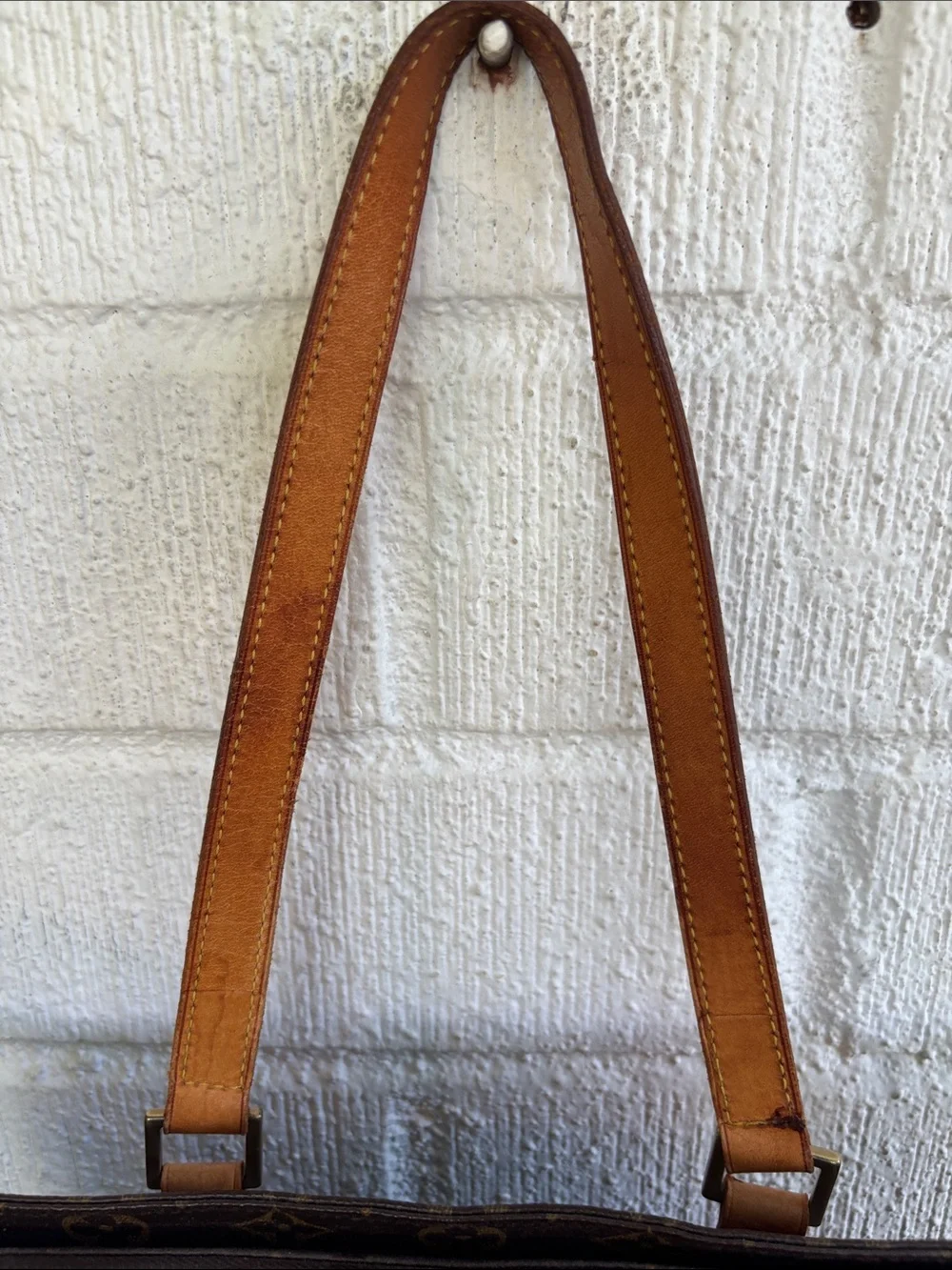 Louis Vuitton Piano Brown Monogram Canvas Tote with Tan Straps